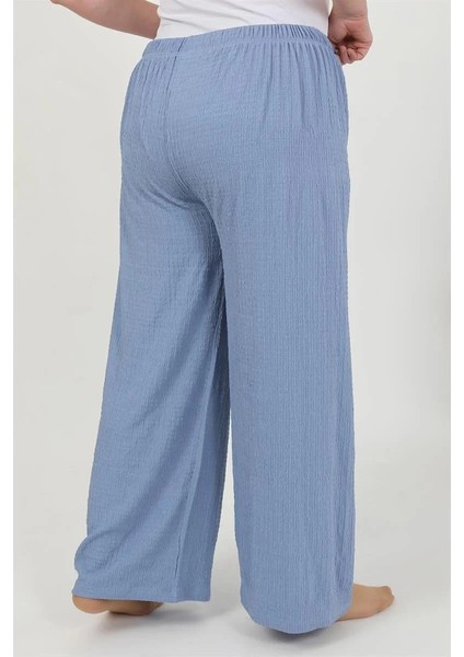 Kadın Büyük Beden Bürümcük Pantolon Mavi indirimleri