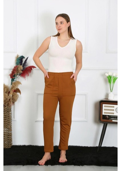 Kadın Pamuk Cepli 3 Iplik Alt Eşofman Kahve fiyatları