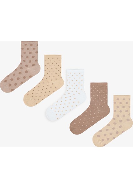 Kahve Bej Relax Dotted 5li Soket Çorap