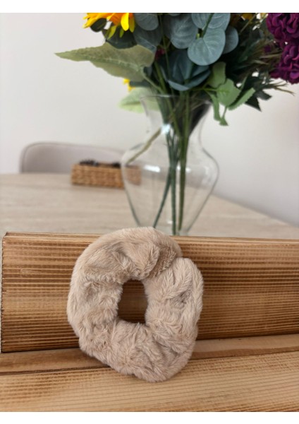 Peluş Scrunchıe (Lastik Toka) Taş Rengi