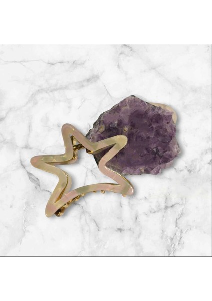 Sedefli Yıldız Kemik Metal Mandal Toka ( BC-1169 )