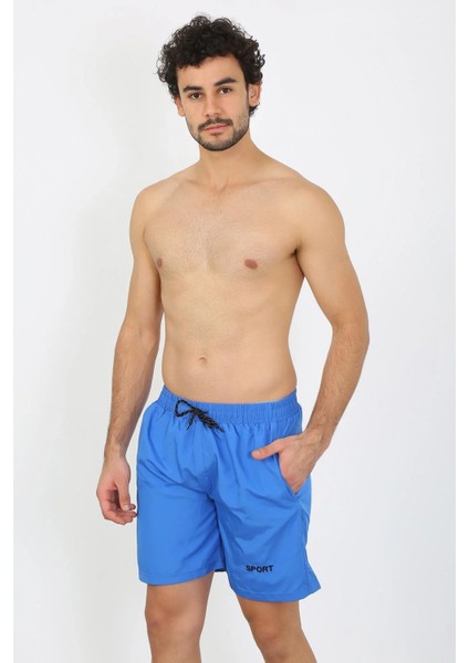 Erkek Fermuar Cepli Deniz Şortu Saks modelleri