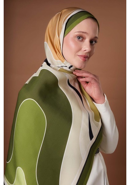 Yeşil Kamuflaj Desen Aura Eşarp