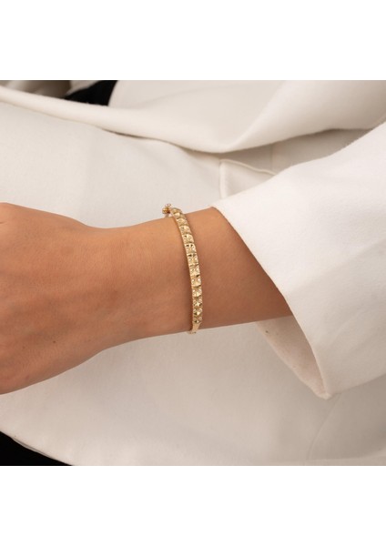 Taşlı 14 Ayar Altın Kelepçe