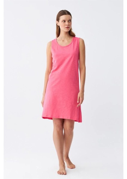 Kadın Kalın Askılı Penye Gecelik Fuşya fiyatları