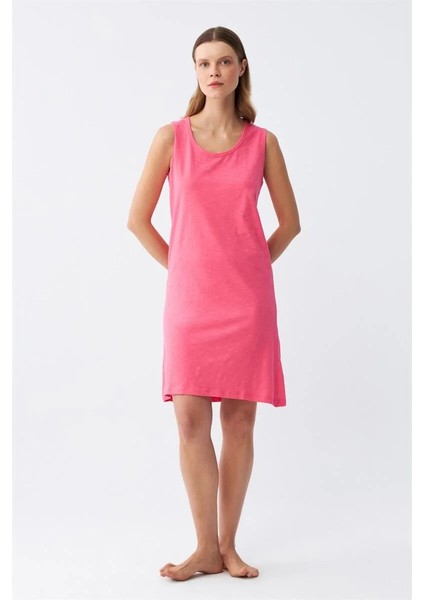 Kadın Kalın Askılı Penye Gecelik Fuşya modelleri