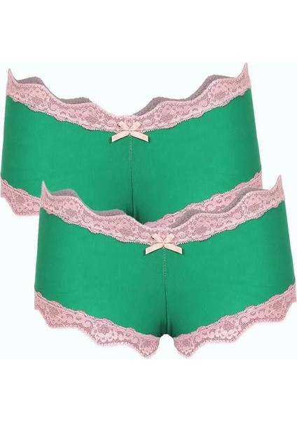 Kadın Pamuklu 2li Boxer Fıstık Yeşili