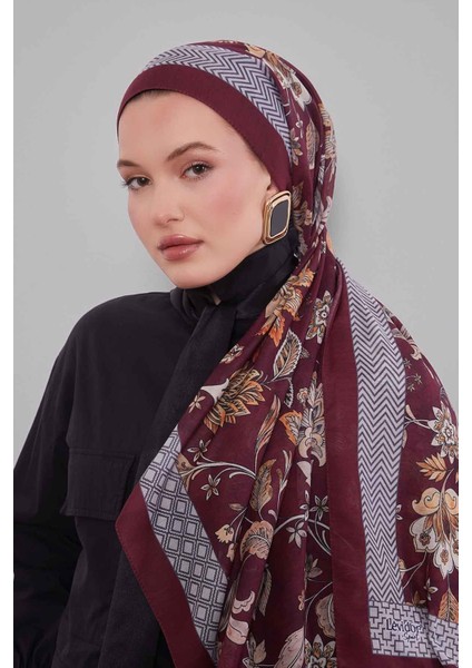 Bordo Lale Desen Sport Şal
