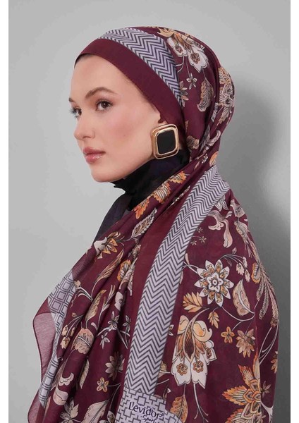 Bordo Lale Desen Sport Şal modelleri