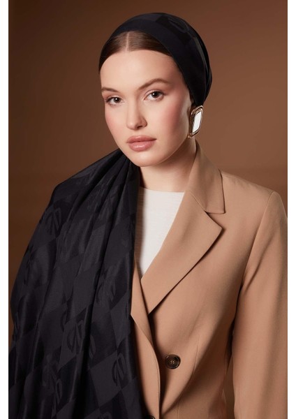 Siyah Kare Lvd Baskılı Naia Jakar Şal