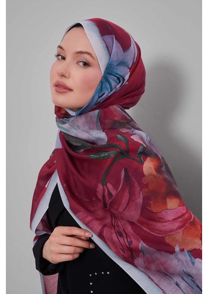 Turkuaz Zambak Baskılı Sport Şal fiyatları