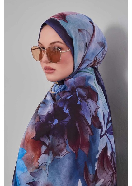 K.lacivert Zambak Baskılı Sport Şal modelleri