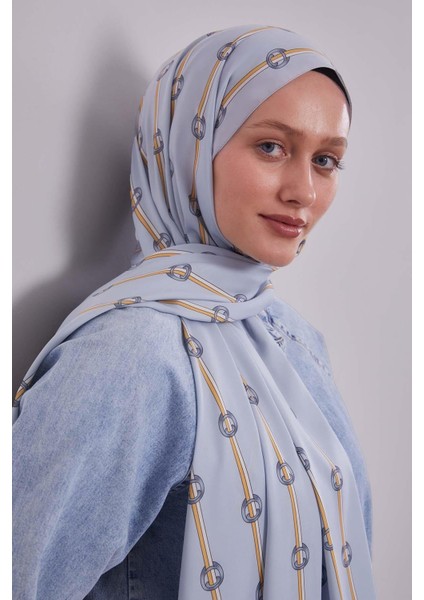 A.mavi Çizgili Halka Desen Club Şal