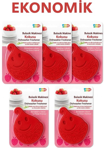 Sees Bulaşık Makinası Koku Giderici 5'li Çilek Ferahlığı