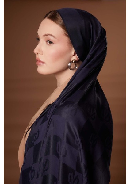 Lacivert Kare Lvd Baskılı Naia Jakar Şal modelleri