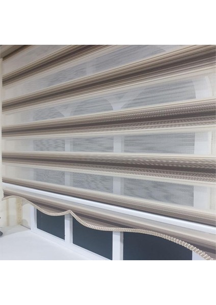 Zebra Stor Plise Renk Geçişli Kahve Etek Dilimli STB 484