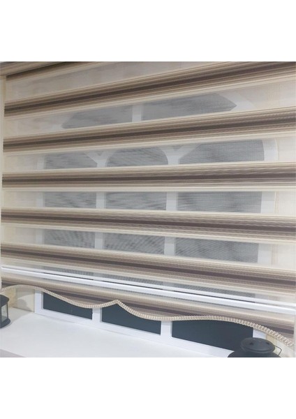 Zebra Stor Plise Renk Geçişli Kahve Etek Dilimli STB 484