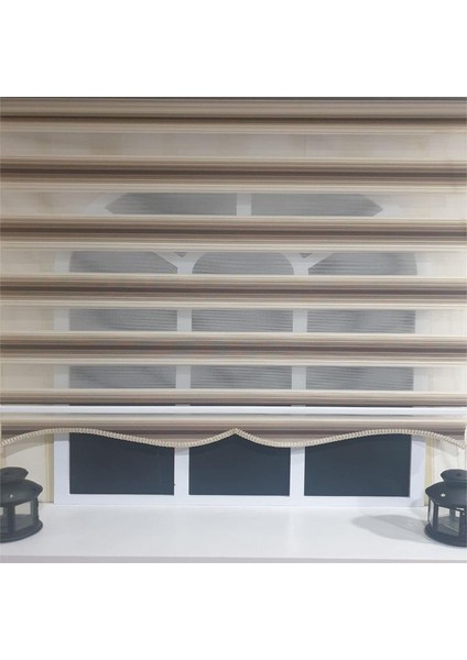 Zebra Stor Plise Renk Geçişli Kahve Etek Dilimli STB 484