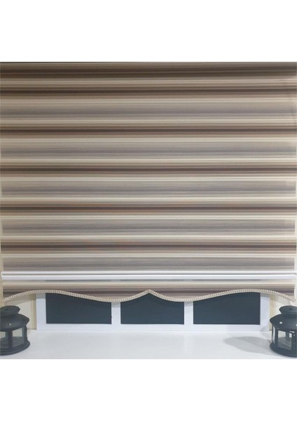 Zebra Stor Plise Renk Geçişli Kahve Etek Dilimli STB 484