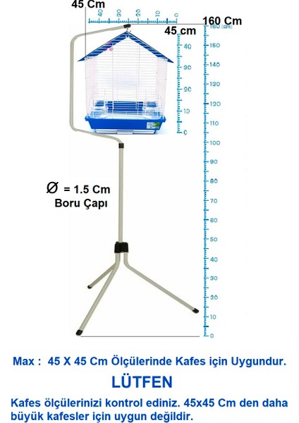 MNK Kuş Kafes Askılığı 160 cm , Kuş Kafes Ayağı - Orjinal Kutulu - Siyah modelleri