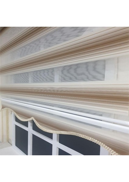 Zebra Stor Plise Renk Geçişli Açık Kahve Etek Dilimli STB 483