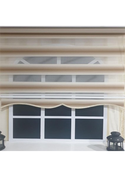 Zebra Stor Plise Renk Geçişli Açık Kahve Etek Dilimli STB 483