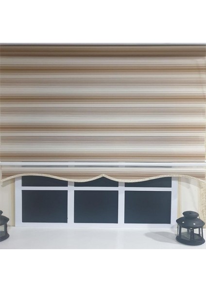 Zebra Stor Plise Renk Geçişli Açık Kahve Etek Dilimli STB 483