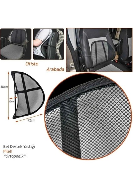 11261 Ortopedik Bel ve Sırt Destek Minderi / Terletmeyen File Koltuk Minderi Araç Bel Sırt Desteği indirimleri