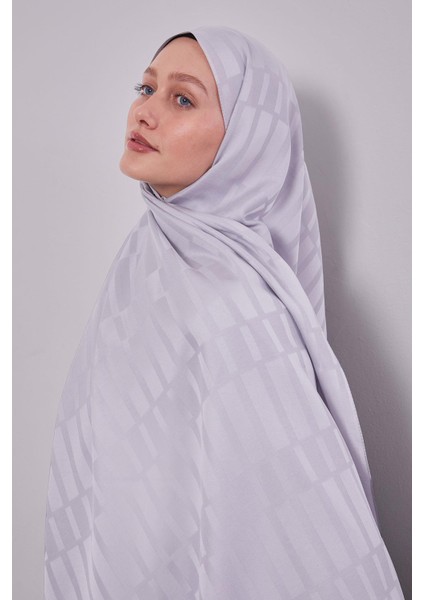 Gri Kesik Çizgili Blue Jakar Şal