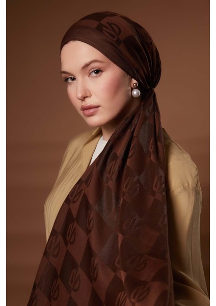Kahve Kare Lvd Baskılı Naia Jakar Şal modelleri