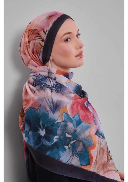 Siyah-Mavi Zambak Baskılı Sport Şal fiyatları