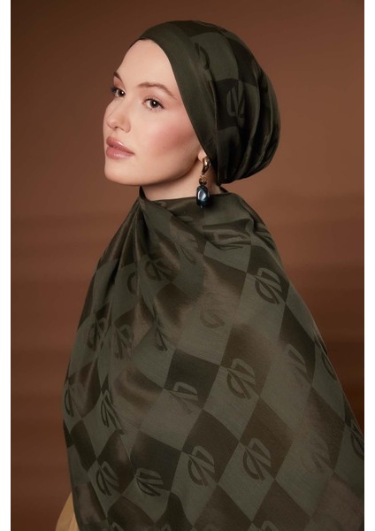 Yeşil Kare Lvd Baskılı Naia Jakar Şal