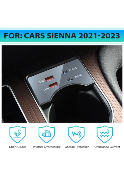 Toyota Sıenna 2021-2023 Iç Aksesuarlar Için Araba USB Type-C Tiplik Adapter Hızlı Şartlı Şart Hub Docking Istasyonu (Yurt Dışından) fırsatları