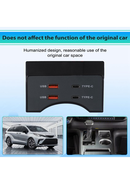 Toyota Sıenna 2021-2023 Iç Aksesuarlar Için Araba USB Type-C Tiplik Adapter Hızlı Şartlı Şart Hub Docking Istasyonu (Yurt Dışından) indirimleri