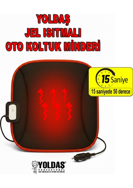 Jel Isıtmalı Oto Koltuk Minderi Tekli - Oto Koltuk Isıtıcı - Isıtmalı Minder - 15 Saniyede 50 Derece Koltuk Isıtma Minderi