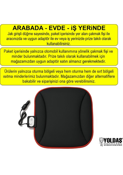 Jel Isıtmalı Oto Koltuk Minderi Tekli - Oto Koltuk Isıtıcı - Isıtmalı Minder - 15 Saniyede 50 Derece Koltuk Isıtma Minderi
