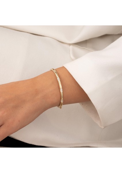 Taşlı 14 Ayar Altın Kelepçe