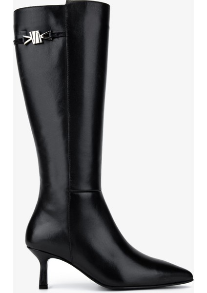 Kadın Hakiki Deri Siyah Deri Klasik Çizme 33 6205 Bn Czm SK25-26 Sıyah Derı