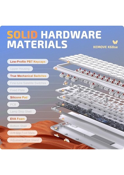 Kemove K68 Se Kablolu Mekanik Oyuncu Klavyesi modelleri