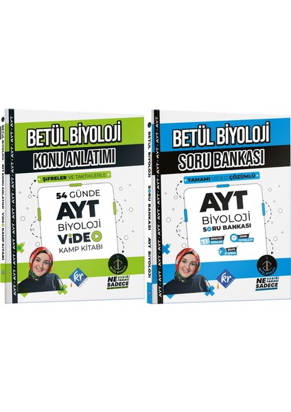 Betül Biyoloji 54 Günde Ayt Biyoloji Video Kamp Kitabı & Soru Bankası Seti