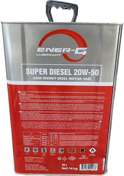 Ener-G 20W-50 Ağır Hizmet Dizel Motor Yağı 14 Kg-16 L fiyatları