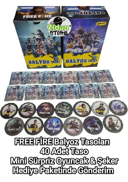 Free Fire Balyoz Tasoları 40 Adet Özel Seri Koleksiyon Savaşçı Taso Mini Oyuncak ve Şeker Hediyeli fiyatları