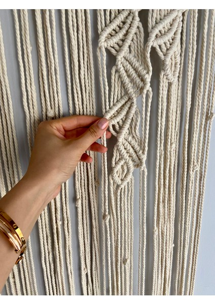 Ekru Makrome Perde Yaprak Desenli Duvar Süsü fırsatları