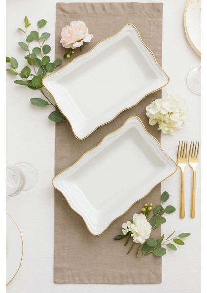 2 Adet Gold Beyaz Serenat Kayık Tabak 24X15X4CM fiyatları