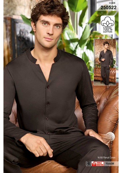 Erkek Aydoğan Suprem Uzun Kol Pijama Takımı 250522 Kahverengi fırsatları