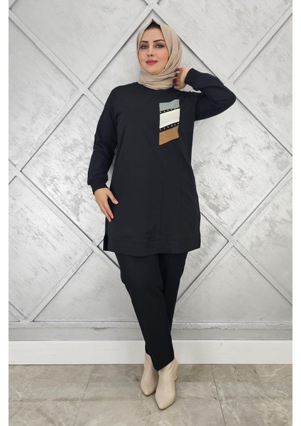 Kadın Paraşüt Kumaş Kombinli Tesettür Tunik modelleri