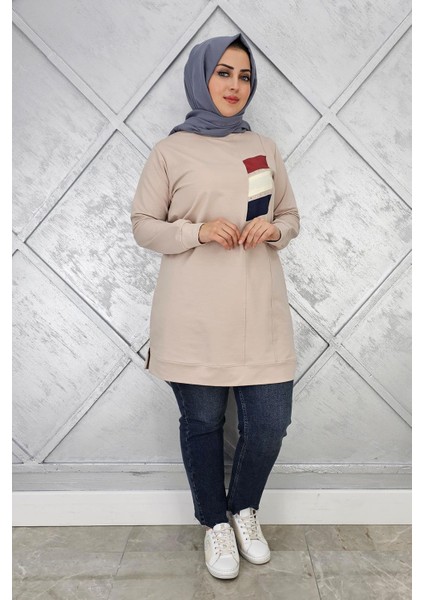 Kadın Paraşüt Kumaş Kombinli Tesettür Tunik fiyatları