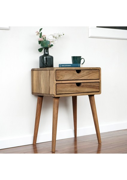 Yatak Odası Raflı ve Çekmeceli Ahşap Ceviz Komodin, Ev Mobilyası fiyatları