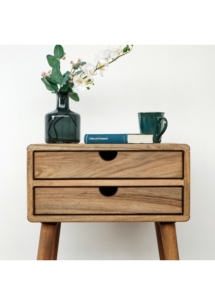 Yatak Odası Raflı ve Çekmeceli Ahşap Ceviz Komodin, Ev Mobilyası modelleri