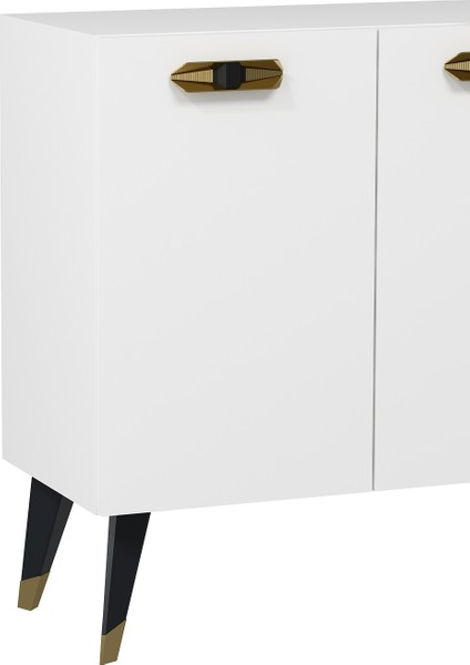 8220-32DD KB150 Konsol, Tv Ünitesi Beyaz-Altın-Siyah